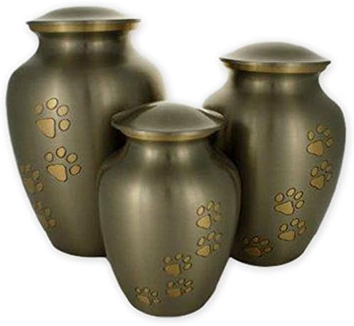 BeautifulLifeUrns Pawsitive Reflection Small Cremation Urn Pewter Gold