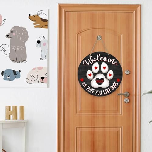 Deroro Welcome We Hope You Like Dogs Front Door Sign