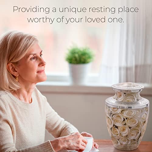 White Rose Cremation Urn for Human Ashes Adult Female