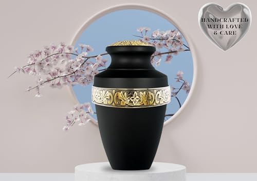 Grecian Cremation Urns for Human Ashes - Black Large