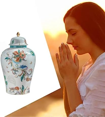 Peacock Flowers Ceramic Urn for Ashes - 116 Inch Large Urn