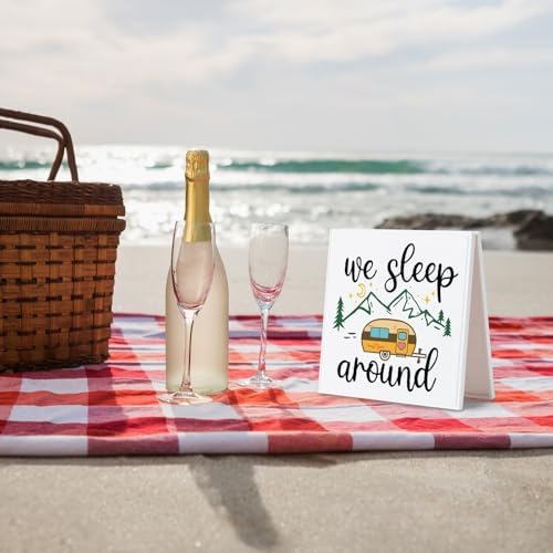 Funny Camper Desk Sign We Sleep Around Decor