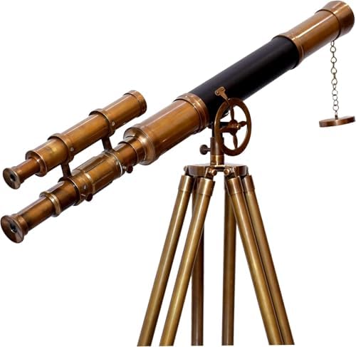 Nautical Authentic Brass Telescope with Wooden Tripod