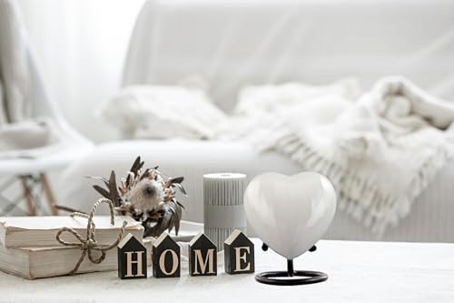 Personalized Heart Keepsake Urn - Mini Cremation Urn for Ashes - Infant Pet Urn - Display Stand Included - Pearl White