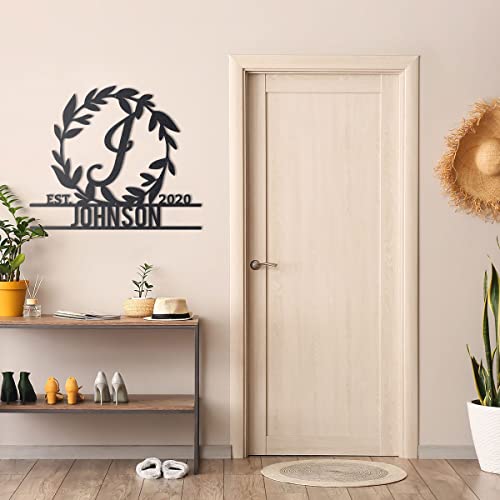 RealSteel Personalized Metal Wall Art - Custom Monogram with Decorative Wreath