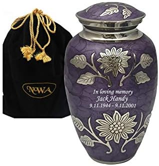 NWA Purple Large Urn for Cremation Personalized with Velvet Bag
