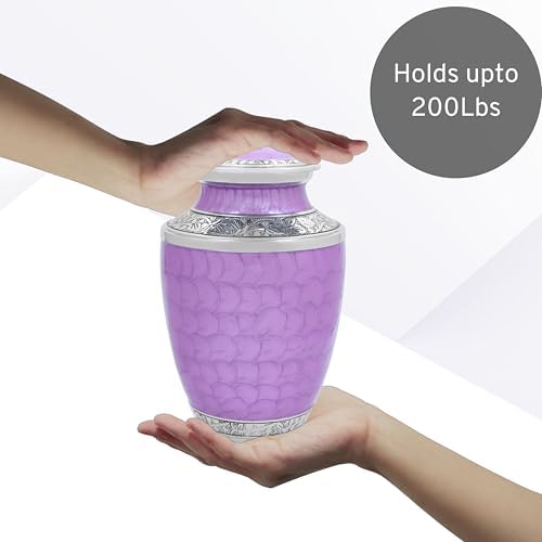 Handcrafted Lightweight Metal Memorial Urn - Purple Silver