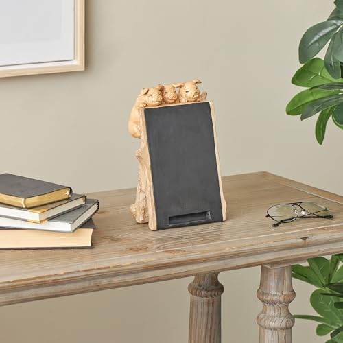 Deco 79 Polystone Pig Chalkboard Sign with Brown Frame