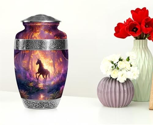 Unicorn Themed Cremation Urn - 10 Inch Adult Decorative Urn