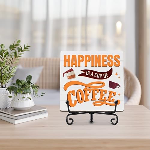 Coffee Bar Sign Decor with Iron Stand F16