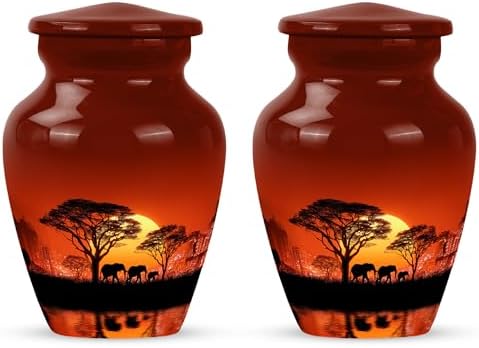 Elephant Keepsake Urn for Ashes Small 3 Inch 2 Pc