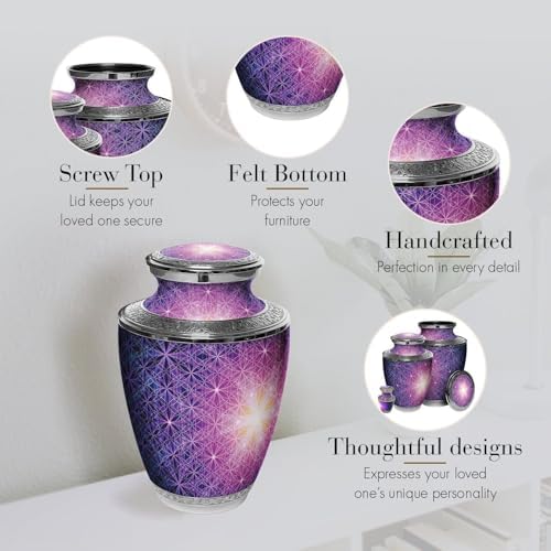 Seed of Life Cremation Urn for Women - Handcrafted Butterfly Design