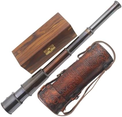 Vintage Brass Nautical Telescope with Wooden Box