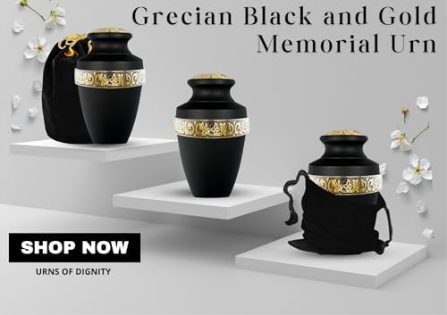 Grecian Cremation Urns for Human Ashes - Black Large