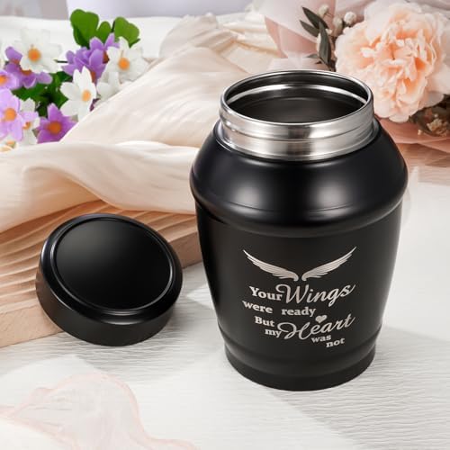 SOITIS Medium Urns for Human Ashes - Black Angel Wings Design