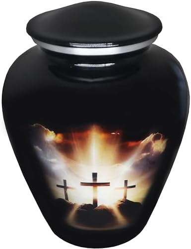 M MEILINXU Elegant Black Cremation Urn for Adult Ashes