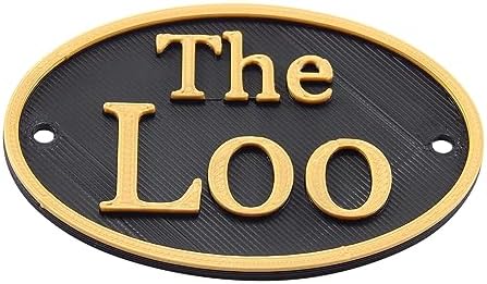 French The Loo Shabby Chic Toilet Door Sign Plaque Black and Gold