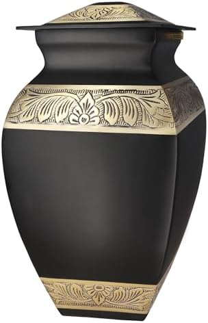 Exquisite Black Gold Square Urn for Adult Ashes