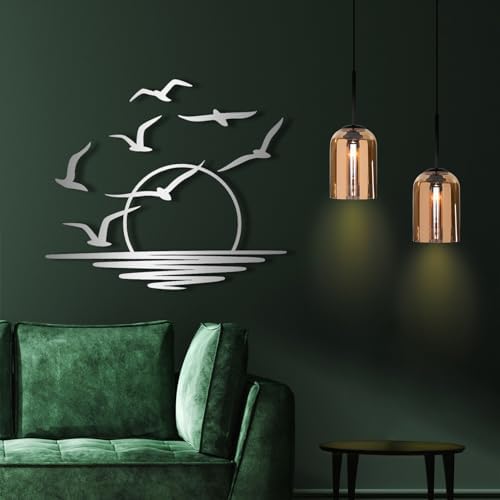 Cadeali Sunrise and Birds Metal Wall Art Decor