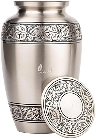 INTAJ Pewter Brass Cremation Urn for Adult Ashes