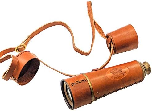 Vintage Brass Handheld Telescope with Leather Case