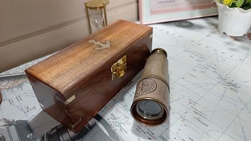 Antique Pirate Telescope 18 Inch Brass Leather