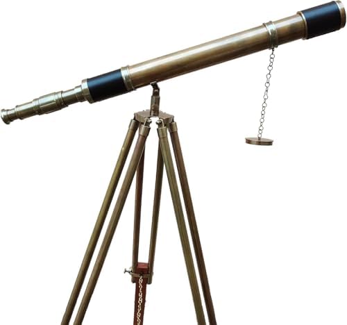 Royal Vintage Moon Arc Telescope with Brass and Wood Finish