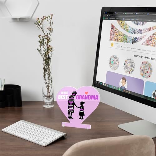BulbaCraft Grandma Plaque To The Best Grandma - Pink Heart Shaped Decorative Sign