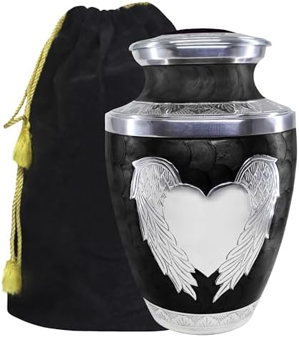 MEILINXU Cremation Urn with Silver Angel Wings and Heart