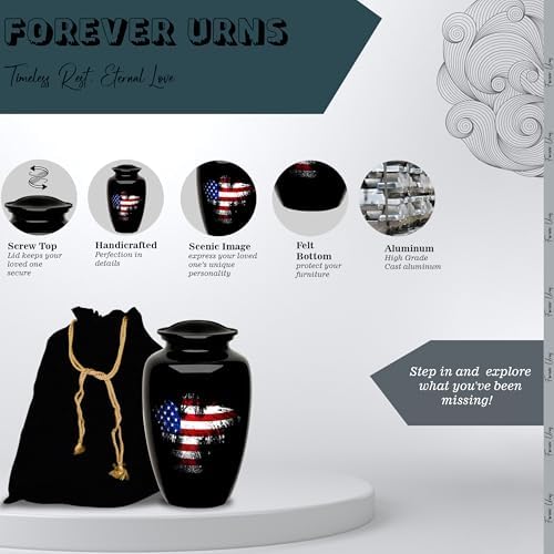 Forever Urns Adult Cremation Urn with American Eagle Flag Design