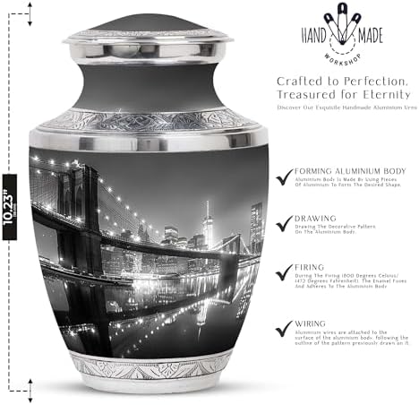Brooklyn Bridge At Night Decorative Urn For Human Ashes