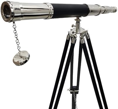 Nautical Vintage Handmade Telescope with Black Leather and Chrome Finish
