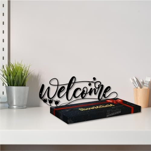 Modern Black Metal Welcome Sign 12 Inches