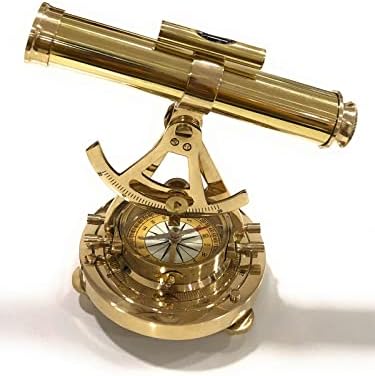 Maritime Brass Telescope Compass with Level and Telescope