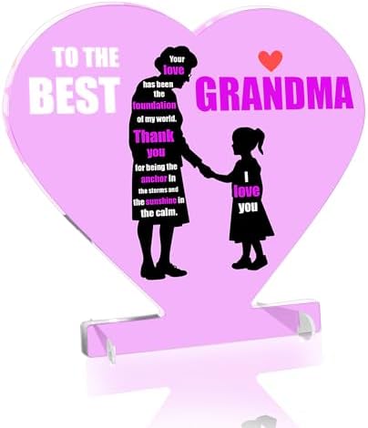 BulbaCraft Grandma Plaque To The Best Grandma - Pink Heart Shaped Decorative Sign