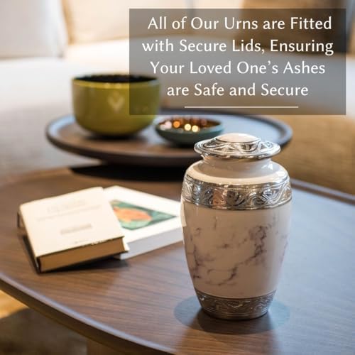 Classic White Marble Cremation Urn for Adult Ashes