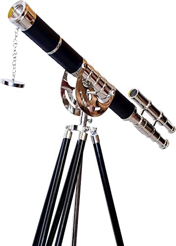 Nautical Floor Standing Brass Telescope with Chrome Finish