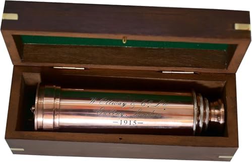 Vintage Copper Finish Telescope with Wooden Box