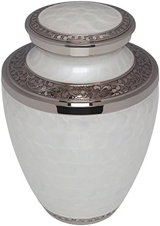 White Petals Funeral Urn - Handmade Brass Cremation Urn