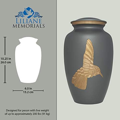 Grey Hummingbird Cremation Urn - Handmade Brass