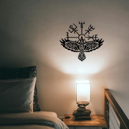 Rajukit Nordic Crow Wall Art with Celtic Symbols and Sacred Geometry