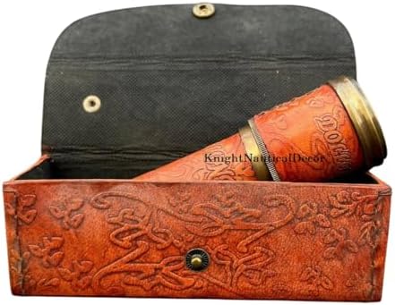 Personalized Nautical Brass Telescope with Leather Box - Pirate Spyglass for Adventure Lovers