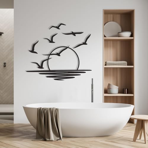 Cadeali Sunrise and Birds Metal Wall Art Decor