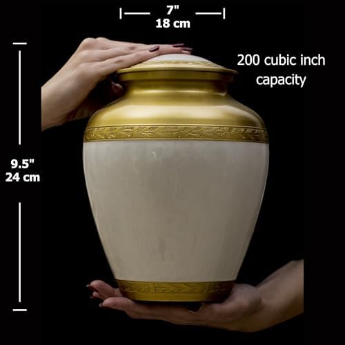 White Gold Mother of Pearl Ash Urn for Adult Female