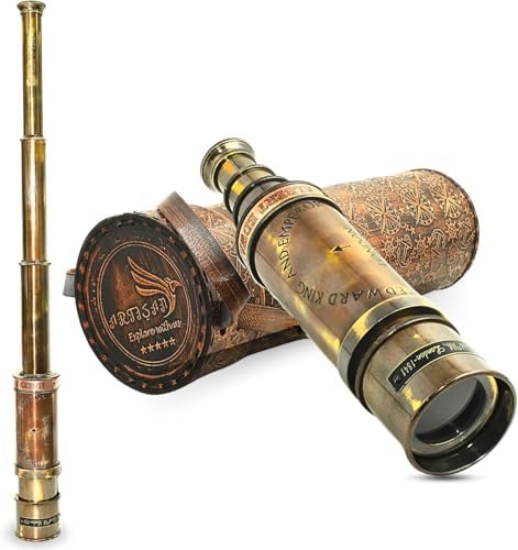 Nautical Pirate Brass Telescope with Leather Case