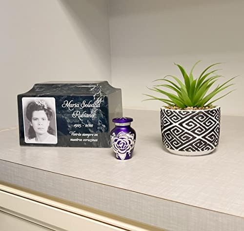 Set of 4 Amethyst Keepsake Urns for Human Ashes with Engraved Rose