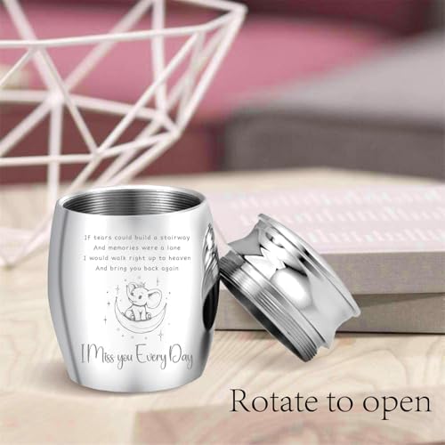 Mini Elephant Urn with I Miss You Every Day Message