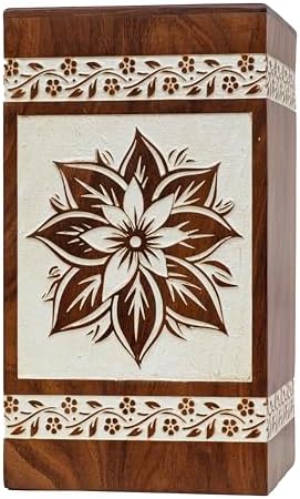 Premium Wooden Urn - Floral Design for Humans and Pets
