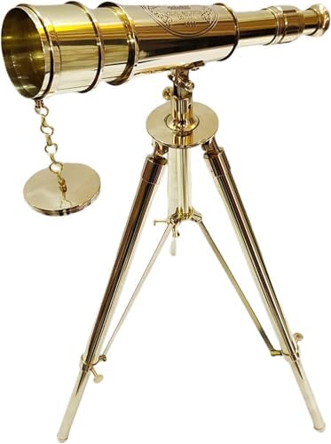 Nautical Shiny Brass Spyglass Telescope with Brass Tripod