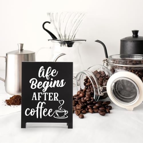 Coffee Bar Sign Life Begins After Coffee Black